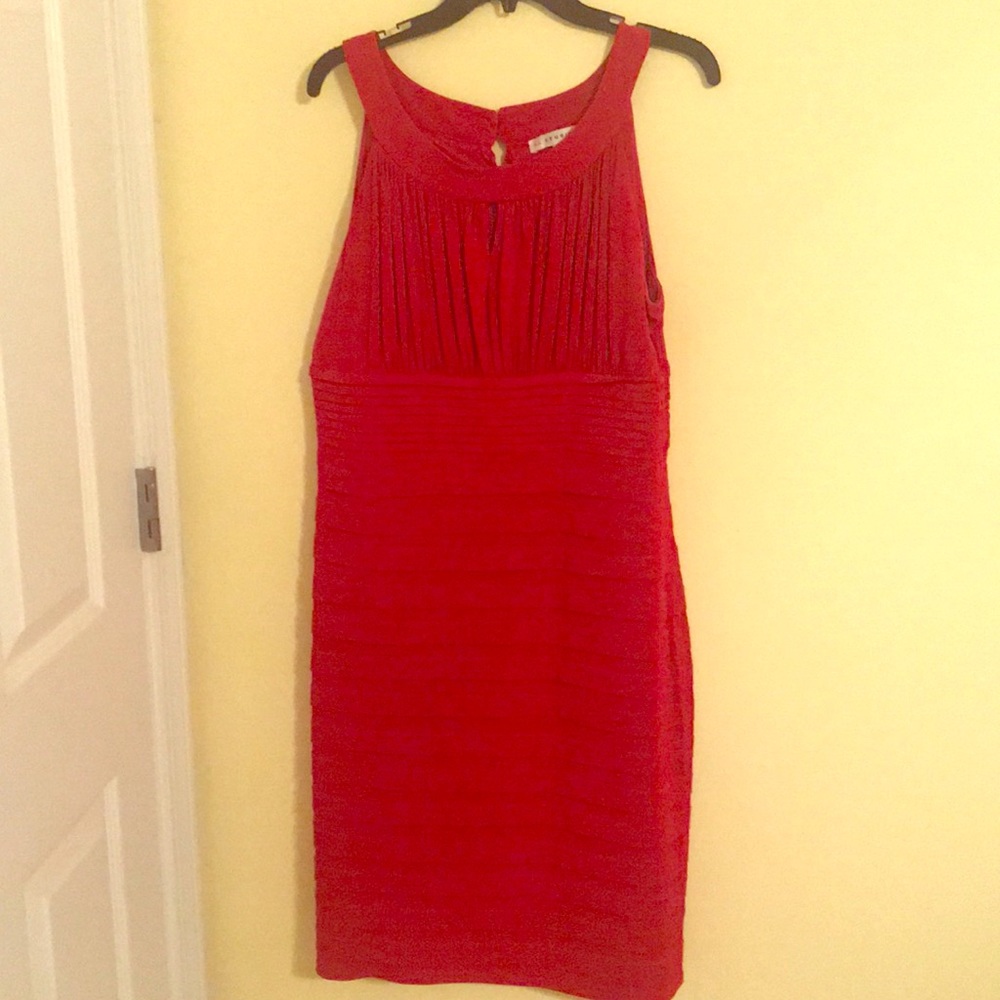 Red Ruffle Body-con Dress Size 16